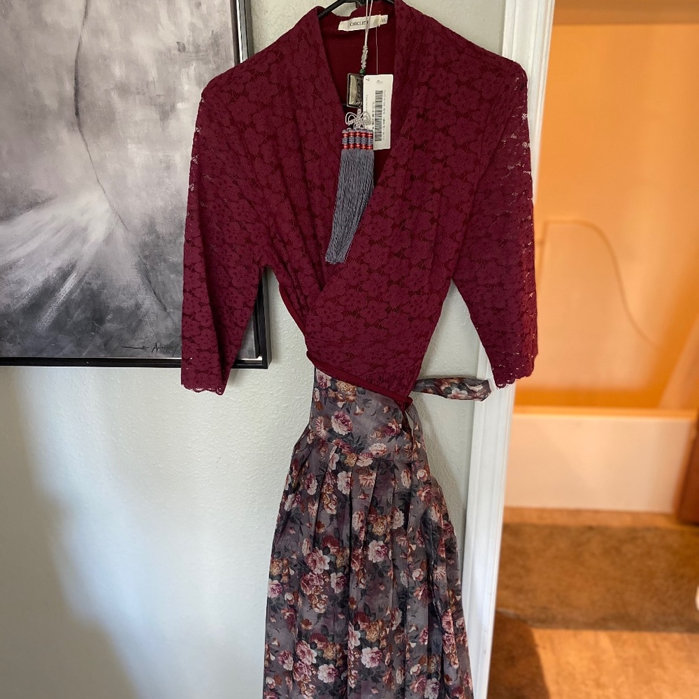 Traditional Style Floral Pattern Chinese Dress